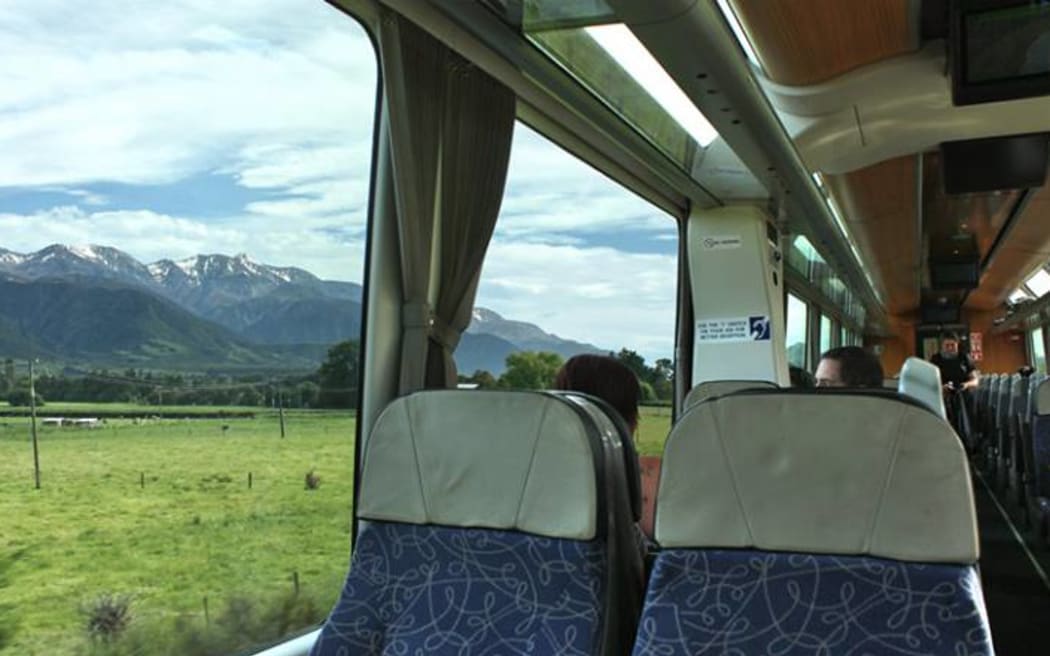 The view from KiwiRail's Coastal Pacific train, just south of Kaikōura.