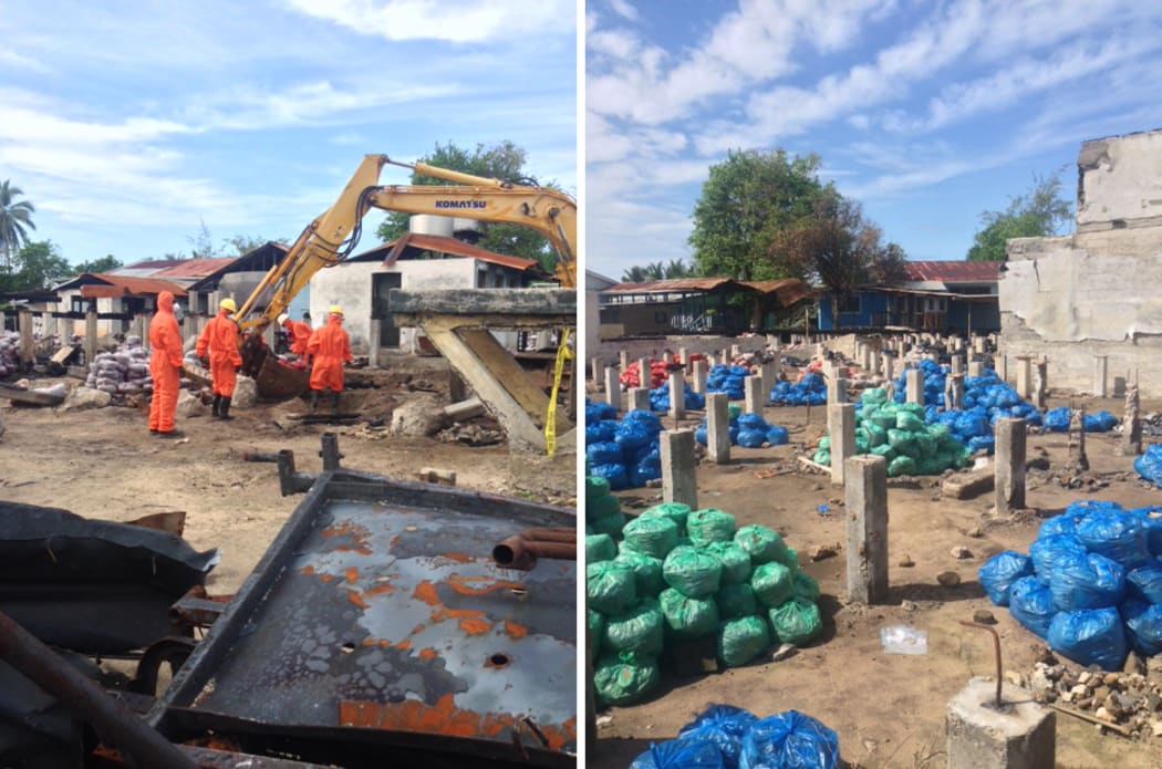 Asbestos removal works in progress at the site of the old Gizo Hospital. Photos: Don Hemmer.
