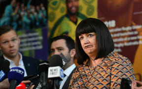 Rugby Australia chief Raelene Castle speaks at a press conference at the Rugby Australia head office in Sydney on May 17, 2019.