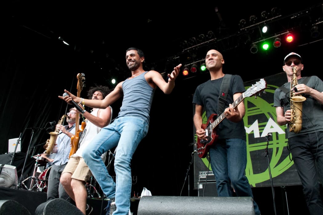 Balkan Beat Box on stage at WOMAD Taranaki 2015