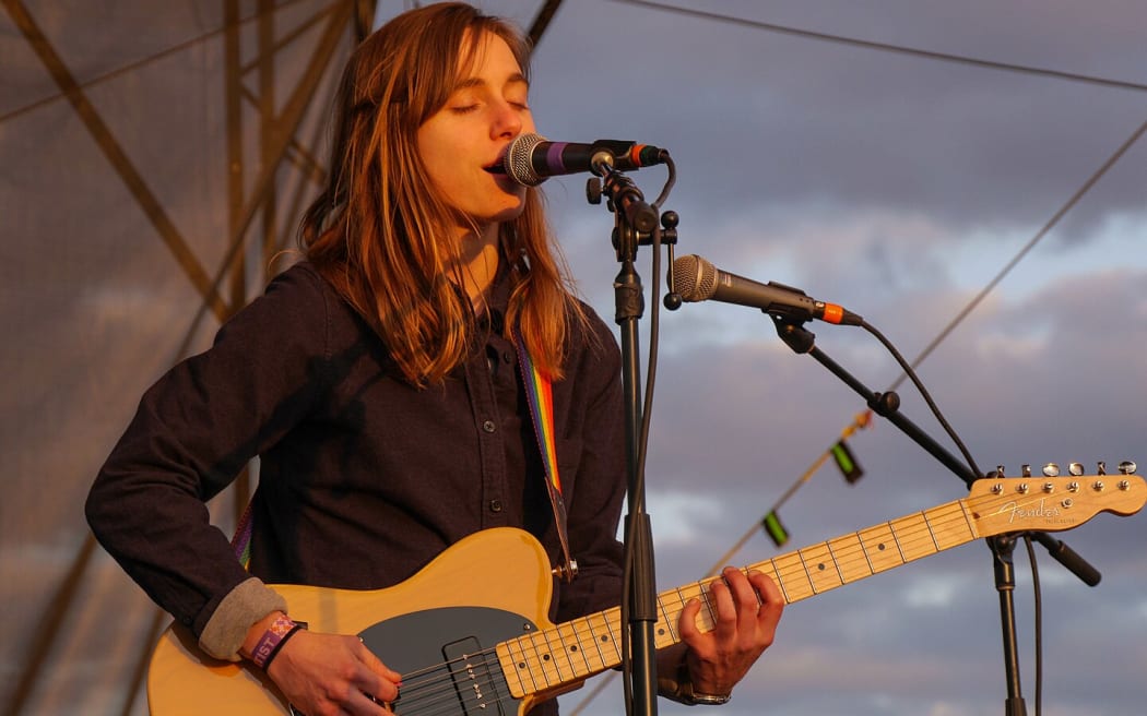 Julien Baker performing at The National's Homecoming festival in Cincinnati, Ohio - April 28, 2018
