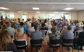 Lake Taupō arson hui at Waitetoko Marae on Wednesday evening, with about 300 people in attendance
