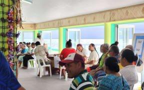 Nukunonu residents at 2023 election polling station.