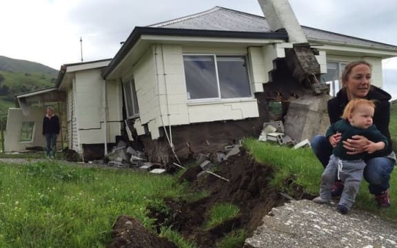 A house at Bluff Station between Blenheim & Kaikoura, which is right on the Kekerengu fault line, was demolished by the shakes.