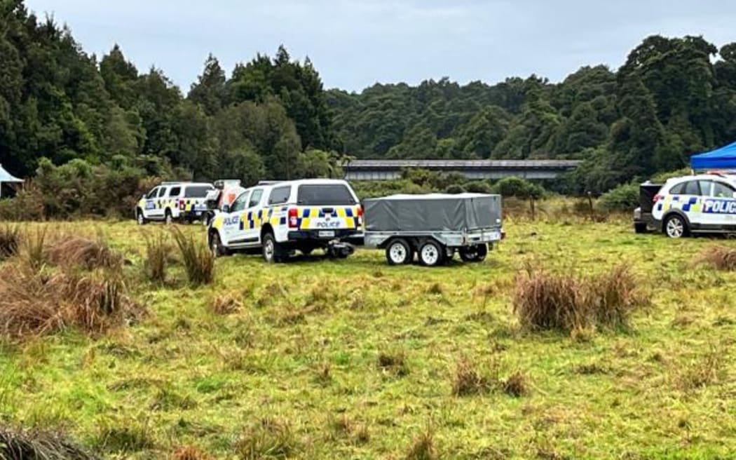 Police in South Westland during the recovery phase of the operation.