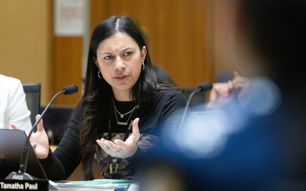 Green MP Tamatha Paul questions Police Commissioner Richard Chambers during Parliament's Scrutiny Week.