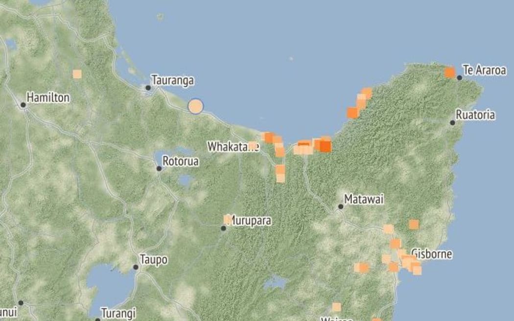 A magnitude 5 earthquake hit 30km east of Tauranga at 12.31am at a depth of 159km.