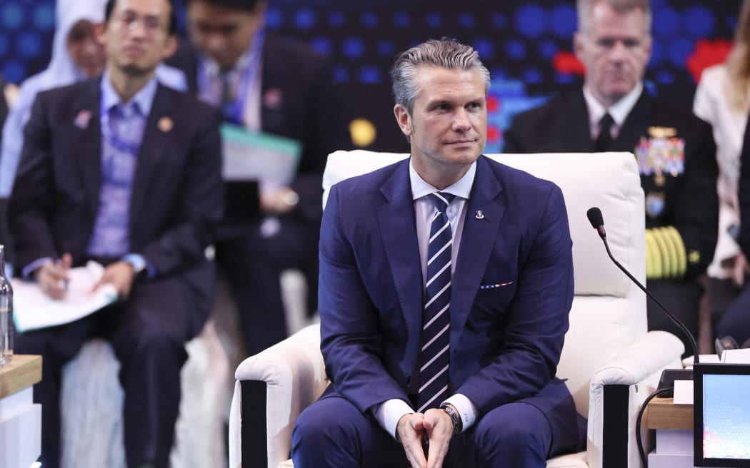 US Defense Secretary Pete Hegseth attends the ASEAN - United States Defence Ministers Hi-Tea at the Association of Southeast Asian Nations (ASEAN) Defence Ministers' Meeting in Kuala Lumpur on November 1, 2025. (Photo by Hasnoor Hussain / POOL / AFP)