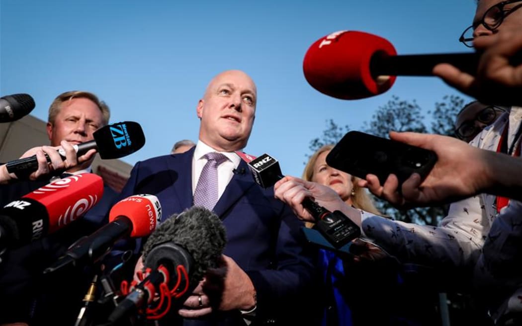 Prime Minister Christopher Luxon speaks to media in New Delhi, India on 19 March 2025.