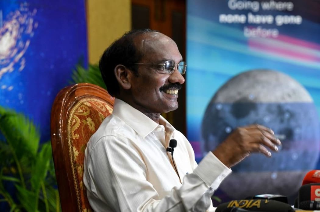 Indian space scientist and Chairman of the Indian Space Research Organization (ISRO), Kailasavadivoo Sivan, reacts as he speaks during a press conference at the ISRO headquarters Antariksh Bhavan in Bangalore on June 12, 2019. -