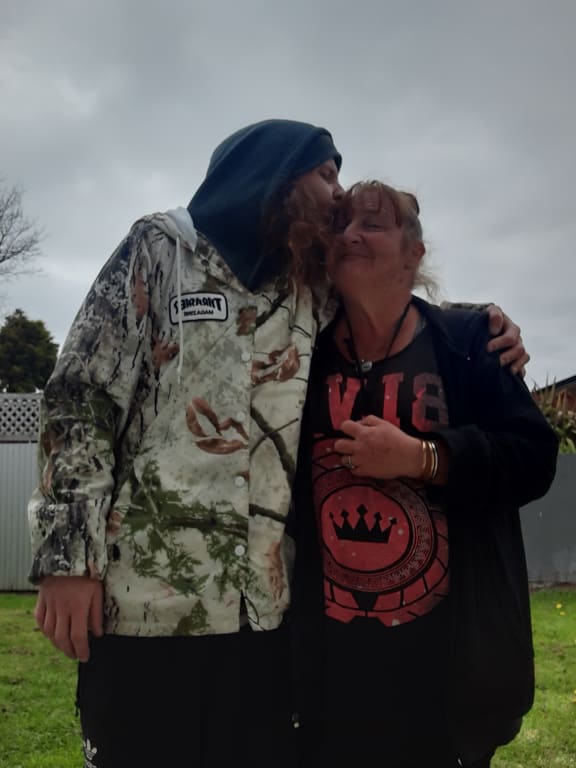 Kerin Buckingham and her son Shay Mattheou.