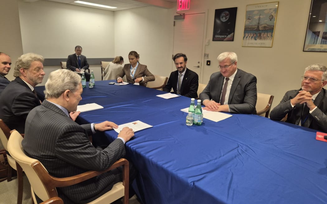 Foreign Affairs Minister Winston Peters sits down with his Ukrainian counterpart Andrii Sybiha on the sidelines of the UN General Assembly in New York.