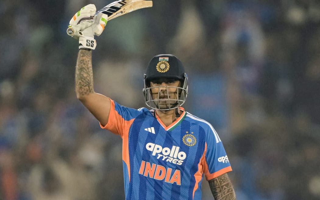 India's captain Suryakumar Yadav celebrates