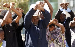 Tigray people stage a protest against the government on the distribution condition of food and on the conflict that displaced people, on 8 March, 2021.