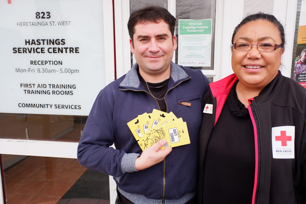 Gonzálo Javier Hernández who received support through Visitor Care Manaaki Manhuhiri, with Audrey Tolua our Humanitarian Development Engagement Manager in Hawke’s Bay
