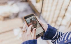 A woman using the Instagram app on her cellphone.
