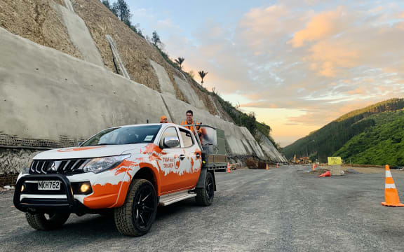 Pest control work on Transmission Gully prior to it being finished.