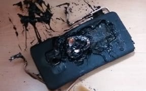 A picture of a damaged Samsung Galaxy Note 7 phone posted on a Facebook page.