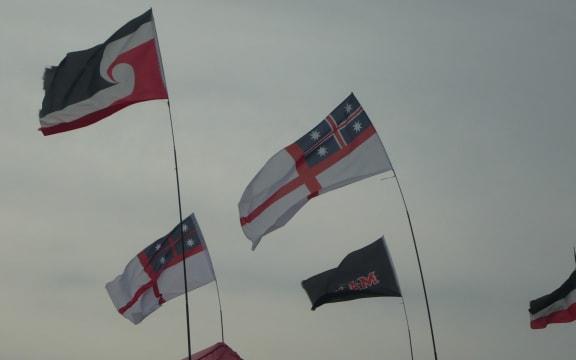 Flags flying at Waitangi.