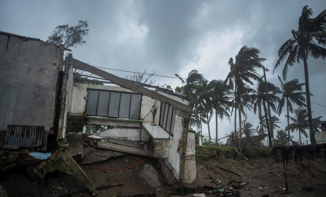 View of a construction damaged by the landfall of Hurricane Grace in Tecolutla, Veracruz, Mexico, on August 21, 2021. -