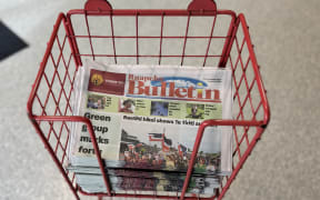 Copies of the Ruapehu Bulletin, the district's free weekly paper