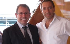 Mikhail Khimich hosts former Auckland Mayor John Banks on his super yacht. The self-described 'billionaire' ran in high-profile circles in New Zealand.