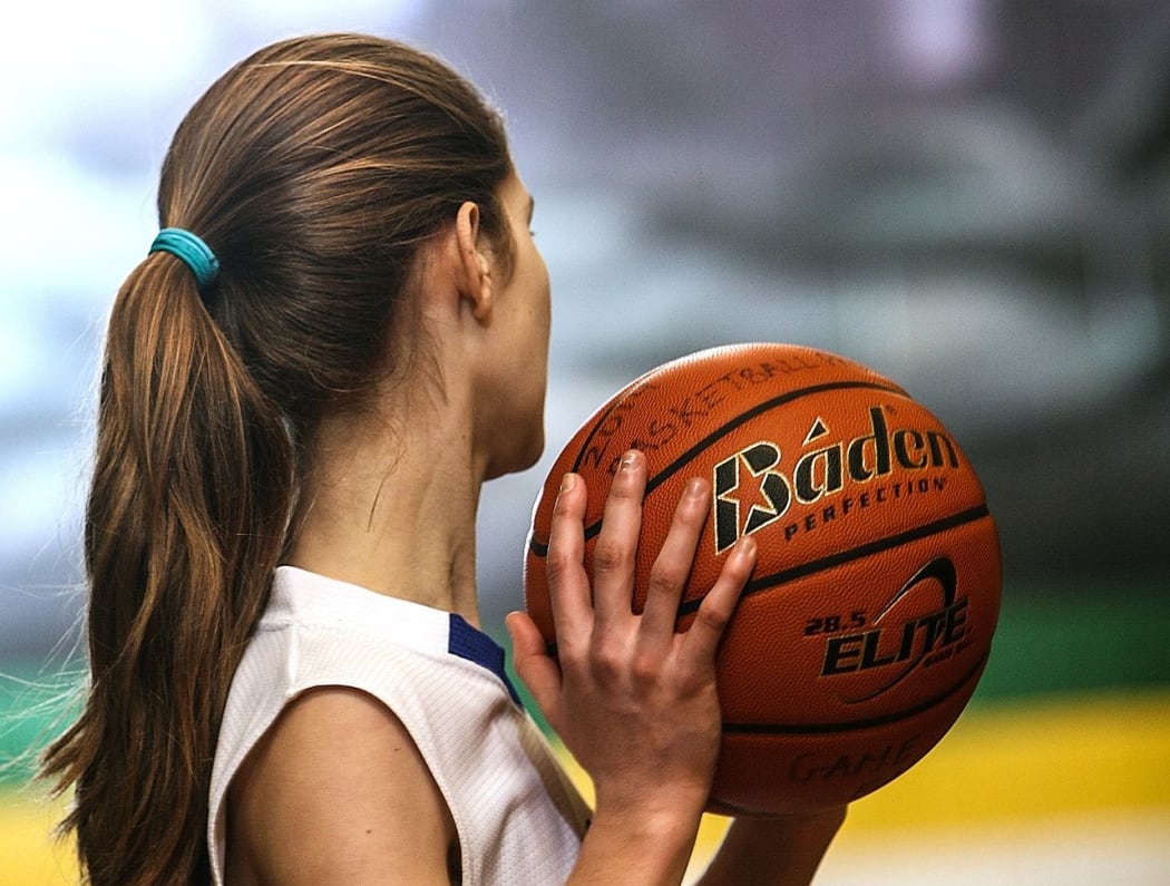 woman with basketball