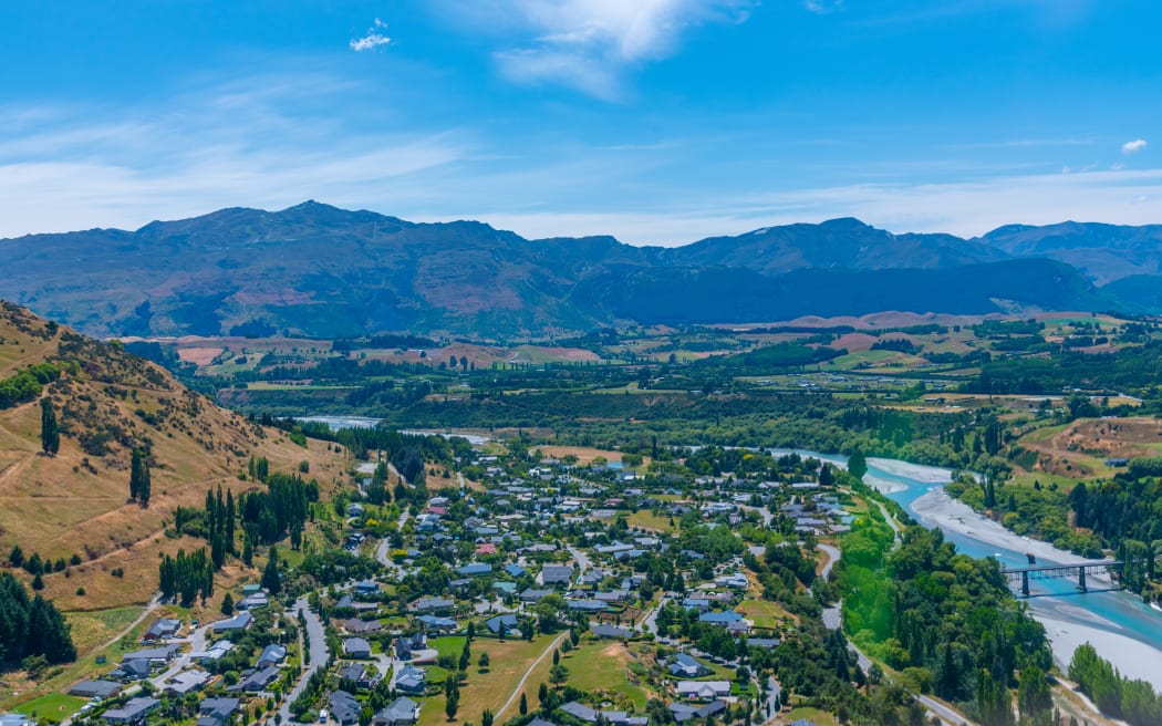 Aerial view of residential houses at Queenstown, New Zealand