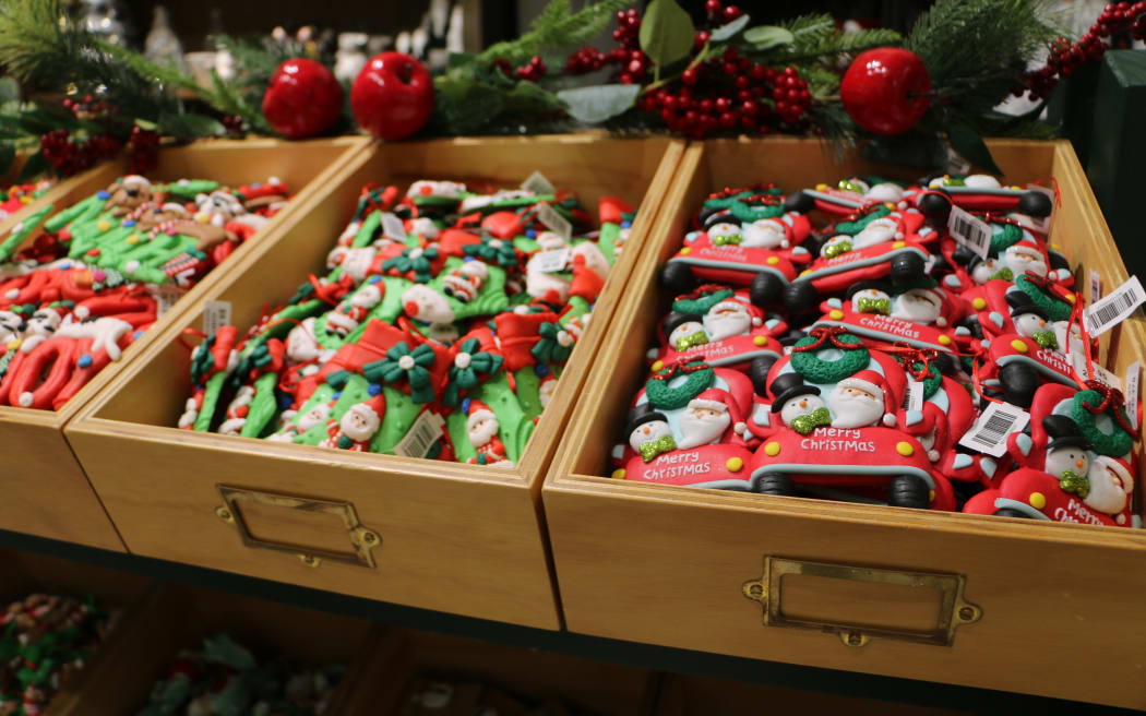 Christmas decorations at Smith and Caughey's in Auckland on 4 October 2023.