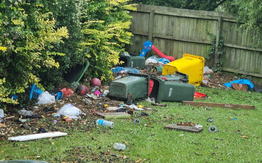 Debris left by the flood in Pito Place in Māngere.