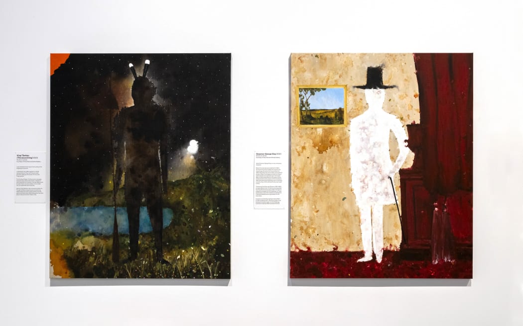 Installation image from What They Didn't Teach Me at School by Richard Lewer at NZ Portrait Gallery