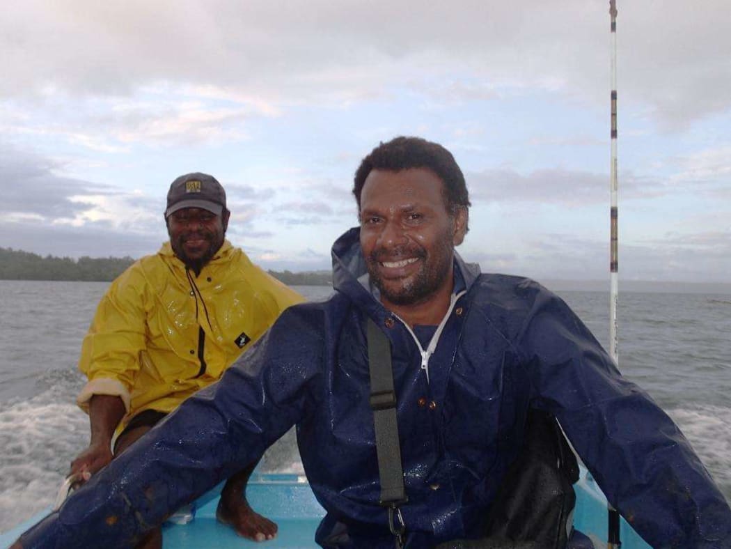 Oceans Watch ranger Nelson Nyieda (left) and Titus Godfrey, the NGO's Solomon Islands Lata Office manager.