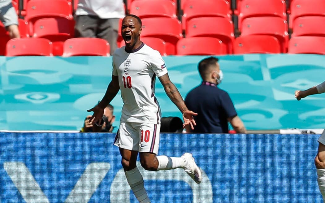 England's Raheem Sterling celebrates