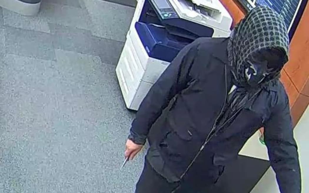 A still from CCTV footage of a man who robbed a Northshore bank at the weekend.