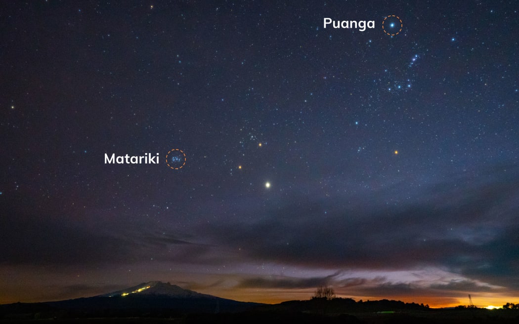 Puanga and Matariki pictured above Ruapehu.