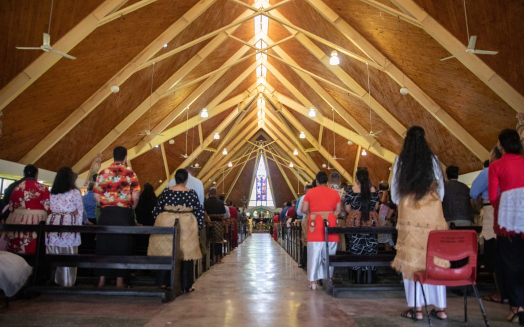 St Mary's Cathedral in Tonga where a service took place to commemorate the first anniversary of the devastating Hunga Tonga-Hunga Ha'apai volcanic eruption which took place on 15 January 2022.