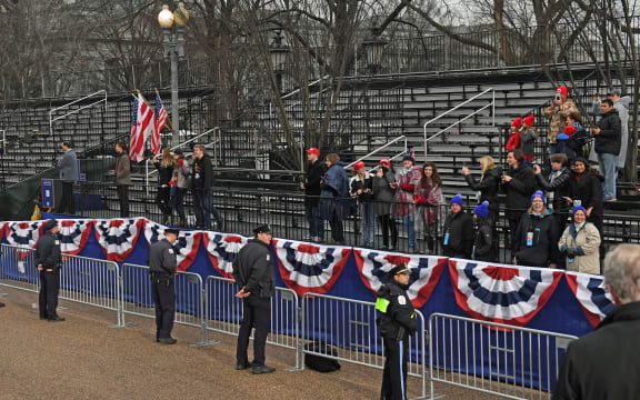 Crowds line the streets for US President Donald Trump's inauguration.