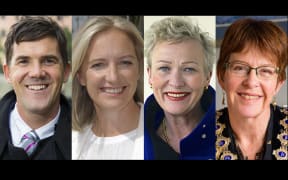 Wellington mayoral candidates Justin Lester, Jo Coughlan, Nicola Young, and the incumbent Celia Wade-Brown.