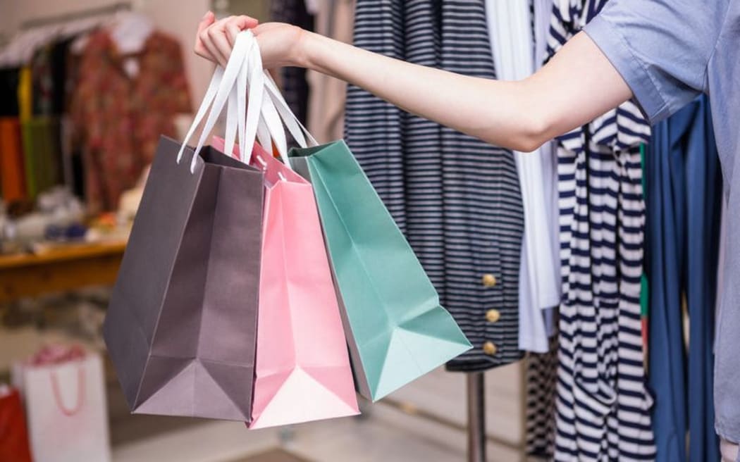 Shopping bags in fashion store
