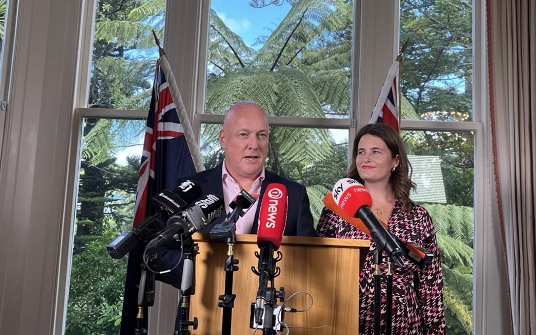 Christopher Luxon and Nicola Willis announcing a Cabinet reshuffle.