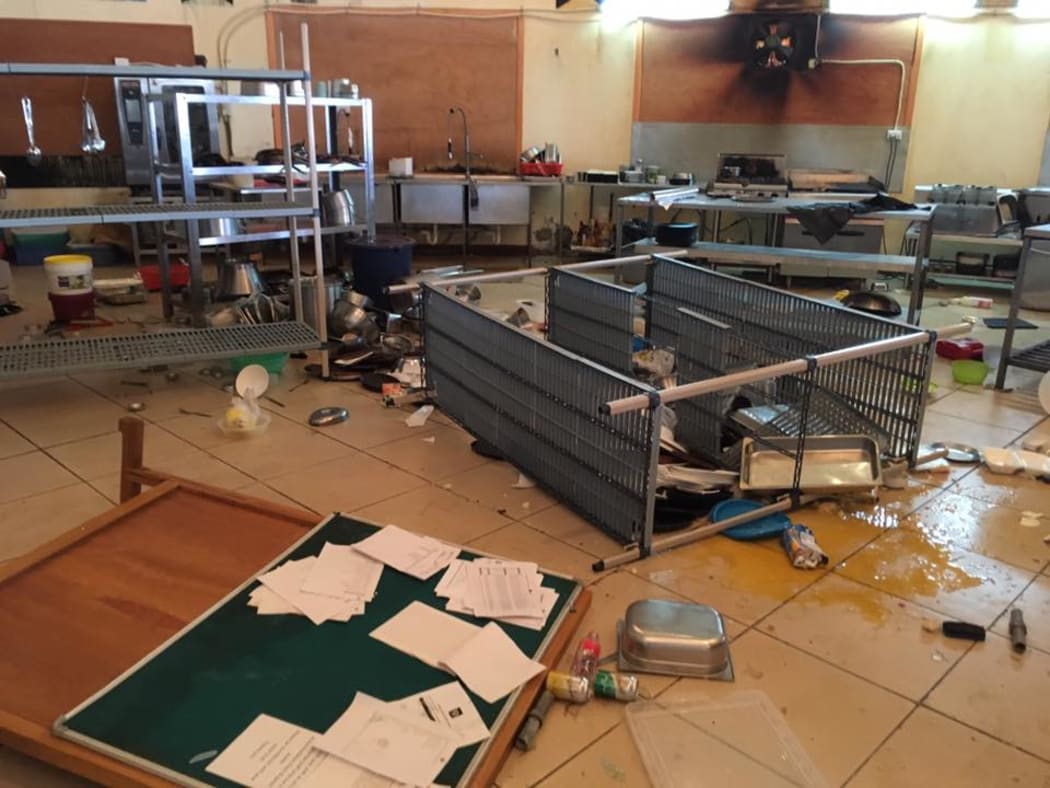 The damage left by an angry mob at the  Pacific Casino Hotel in Solomon Islands after the election of the prime minister. 24 April 2019