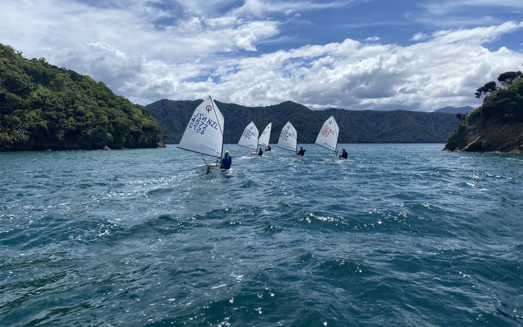 Six young sailors preparing to cross the Cook Strait in dinghies later in the month.