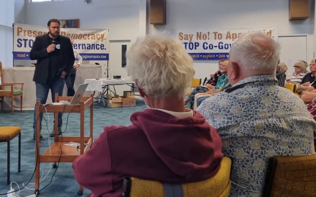 Brad Flutey at meeting organised by anti co-governance man Julian Batchelor