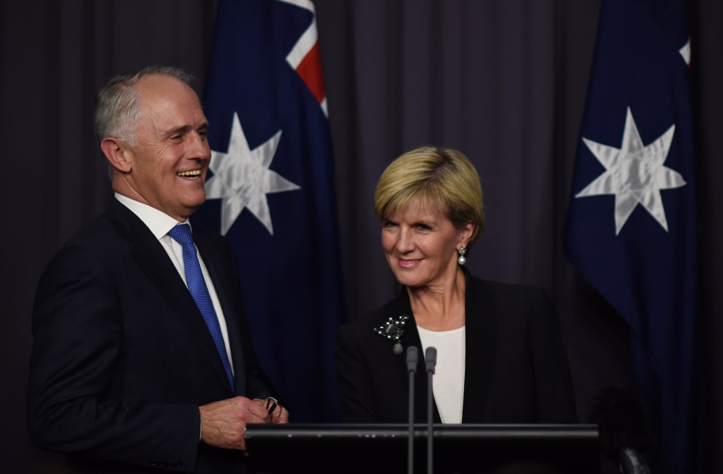 Malcolm Turnbull and Julie Bishop, after winning the leadership ballot.