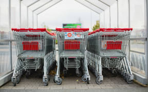 Shopping trollies at a supermarket.