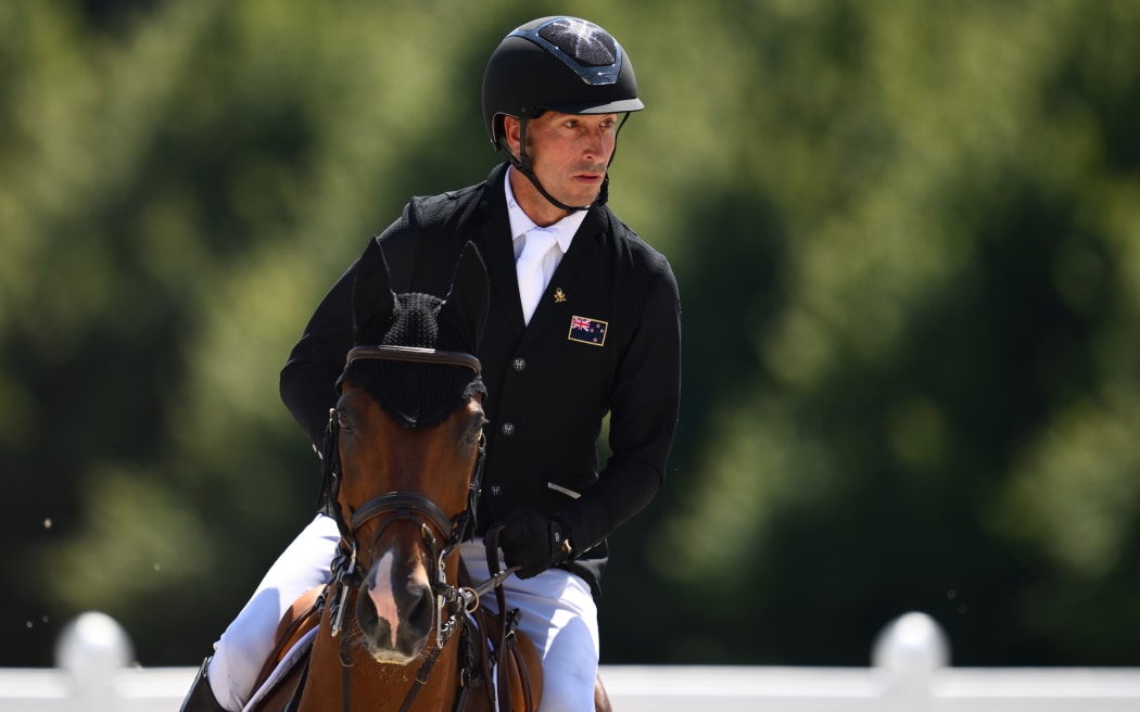 Tim Price of New Zealand in action during the Event Jumping Teams Final at Ch‰teau de Versailles as part of the 2024 Paris Summer Olympic Games in Paris, France, Monday, July 29, 2024. (AAP Image/Joel Carrett /Photosport) NO ARCHIVING