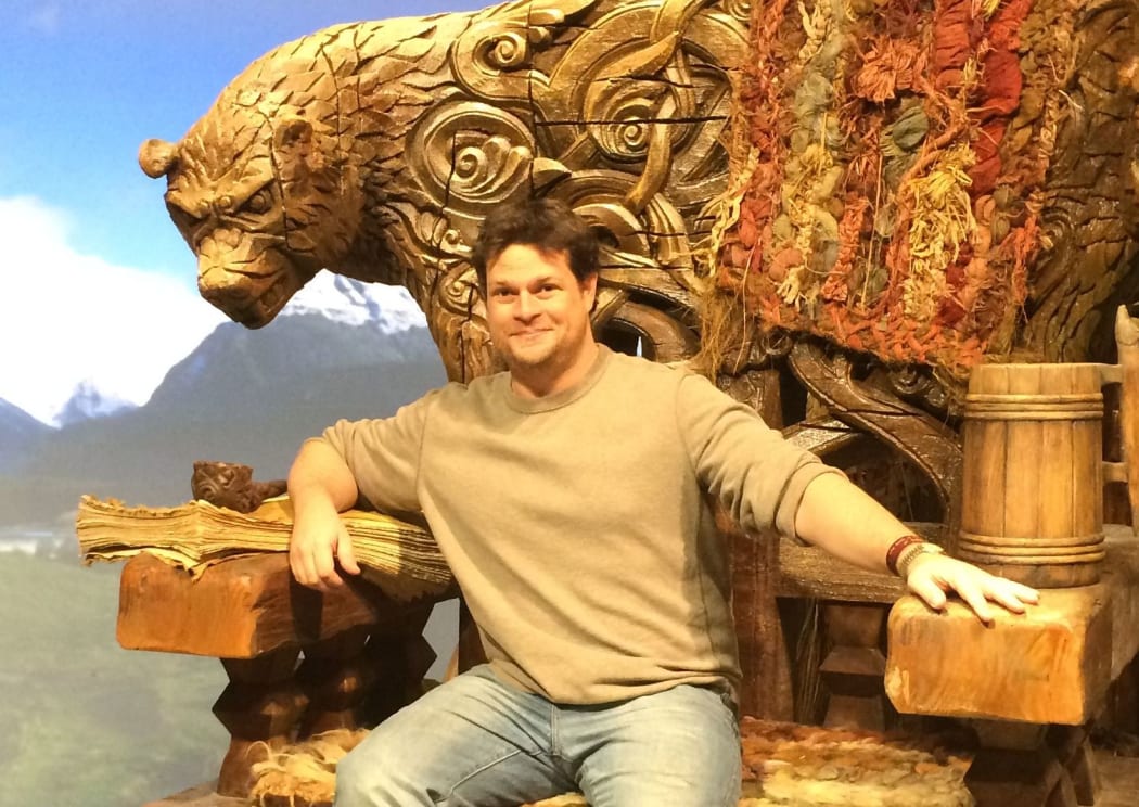 Collector Troika Brodsky at an exhibition of Hobbit sets in Beverly Hills, California.