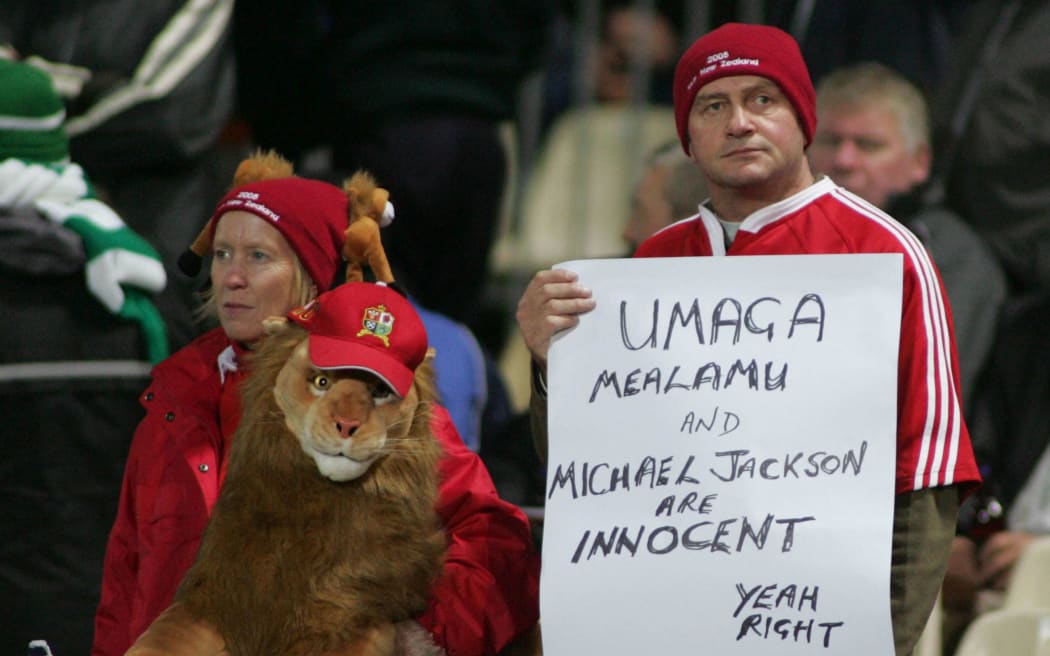 Lions Fans show their anger towards the injury of Brian O'Driscoll during the tour of New Zealand in 2005.