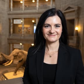 Rebecca Johnson, Associate Director for Science, National Museum of Natural History, Smithsonian Institution in the Kenneth E. Behring Family Hall of Mammals.