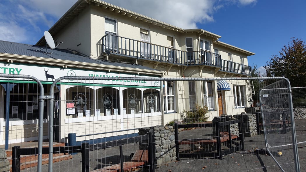 The Waiau Lodge Hotel pub, which was damaged in the earthquake in November.